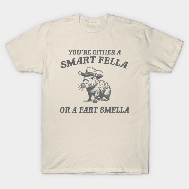 Are You A Smart Fella Or Fart Smella Vintage Style Shirt, Retro Cartoon T Shirt, Weird T Shirt, Meme T Shirt, Cabybara T-Shirt by ILOVEY2K
